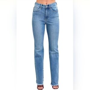 Judy Blue Medium Blue Bootcut Jeans with Raw Hem 14W NWT